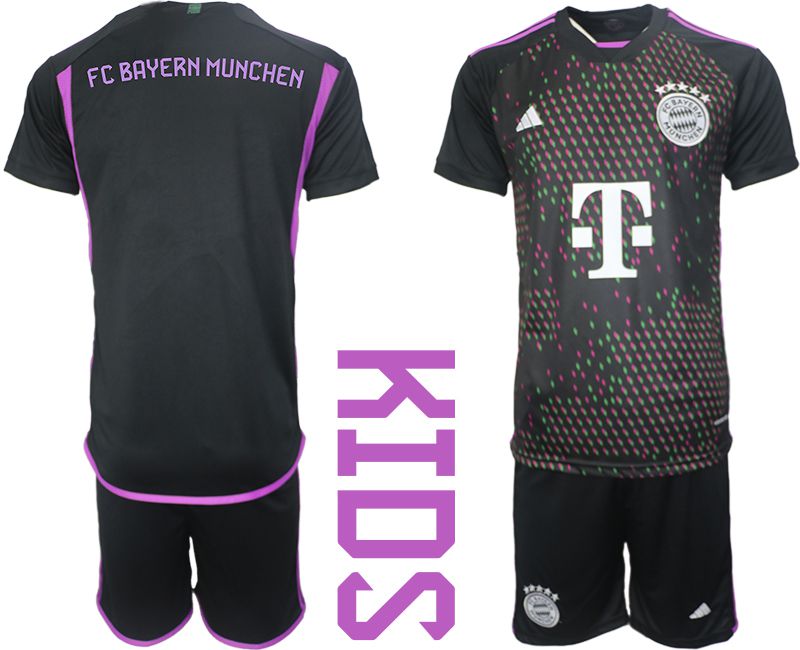 Youth 2023-2024 Club Bayern Munich away black blank Soccer Jersey